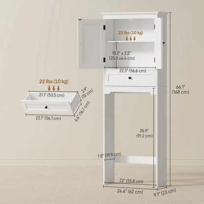 Over The Toilet Storage Cabinet, With Drawer And Adjustable Shelf, White Over The Toilet Storage at Gallery Canada