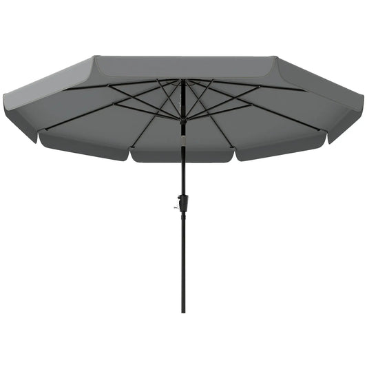 10 ft Outdoor Patio Umbrella, Push Button Tilt, Crank, Dark Grey