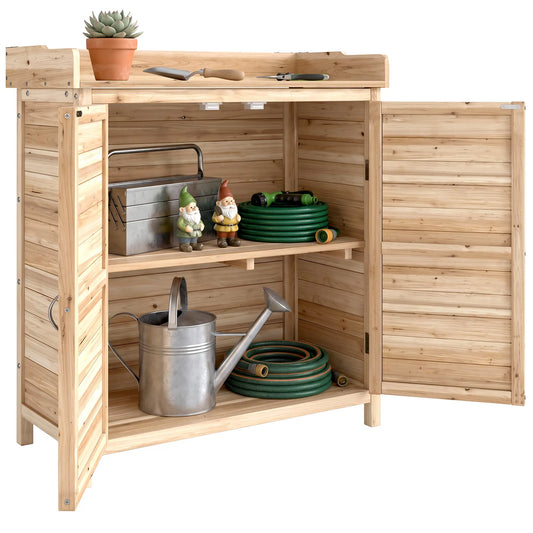 Wood Garden Shed, Compact Outdoor Storage Cabinet, Natural Sheds Natural at Gallery Canada