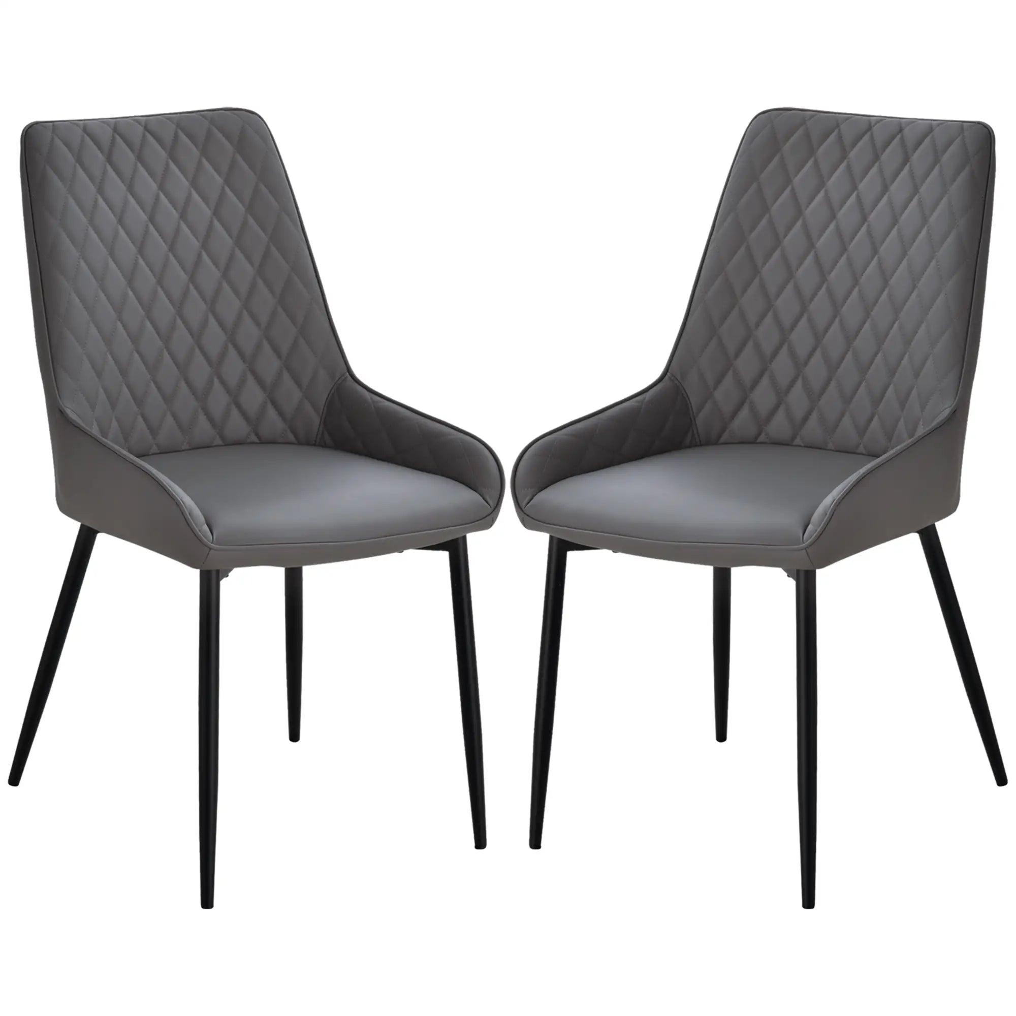 Modern Dining Chairs Set of 2, PU Leather, Metal Legs, Grey Bar Stools at Gallery Canada