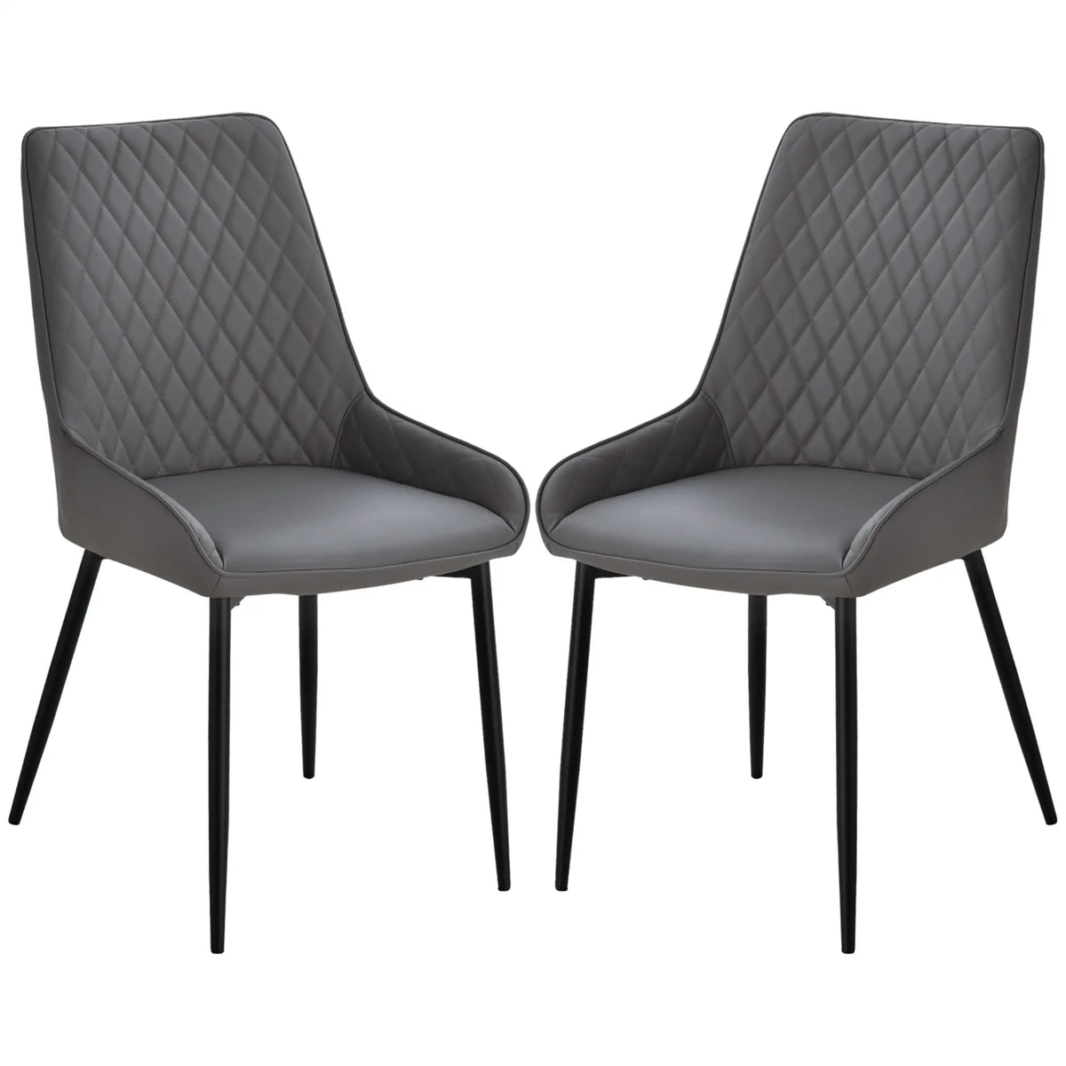 Modern Dining Chairs Set of 2, PU Leather, Metal Legs, Grey Bar Stools at Gallery Canada