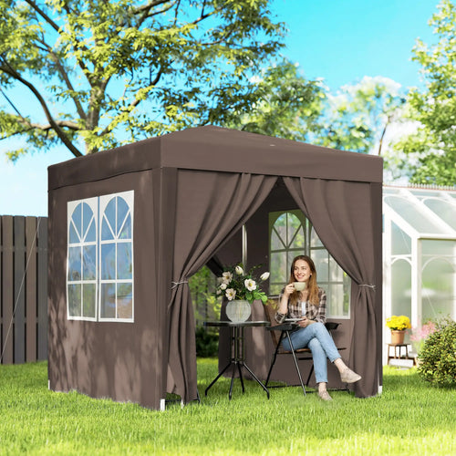 6.6'x6.6' Pop Up Canopy Tent, Instant Sun Shelter Gazebo, Coffee