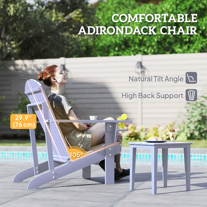 Classic Adirondack Chair With Cup Holder, Grey