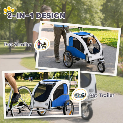 2 In 1 Dog Bike Trailer, Foldable Pet Stroller, Light Grey Dog Bike Trailers & Strollers at Gallery Canada