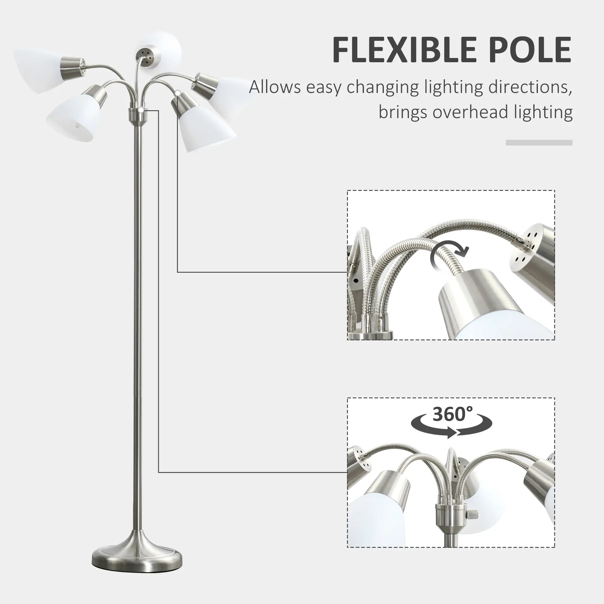 Arc Tree Floor Lamp, 5 Adjustable Rotating Lights, Satin Nickel Floor Lamps & Ceiling Fan Lights at Gallery Canada