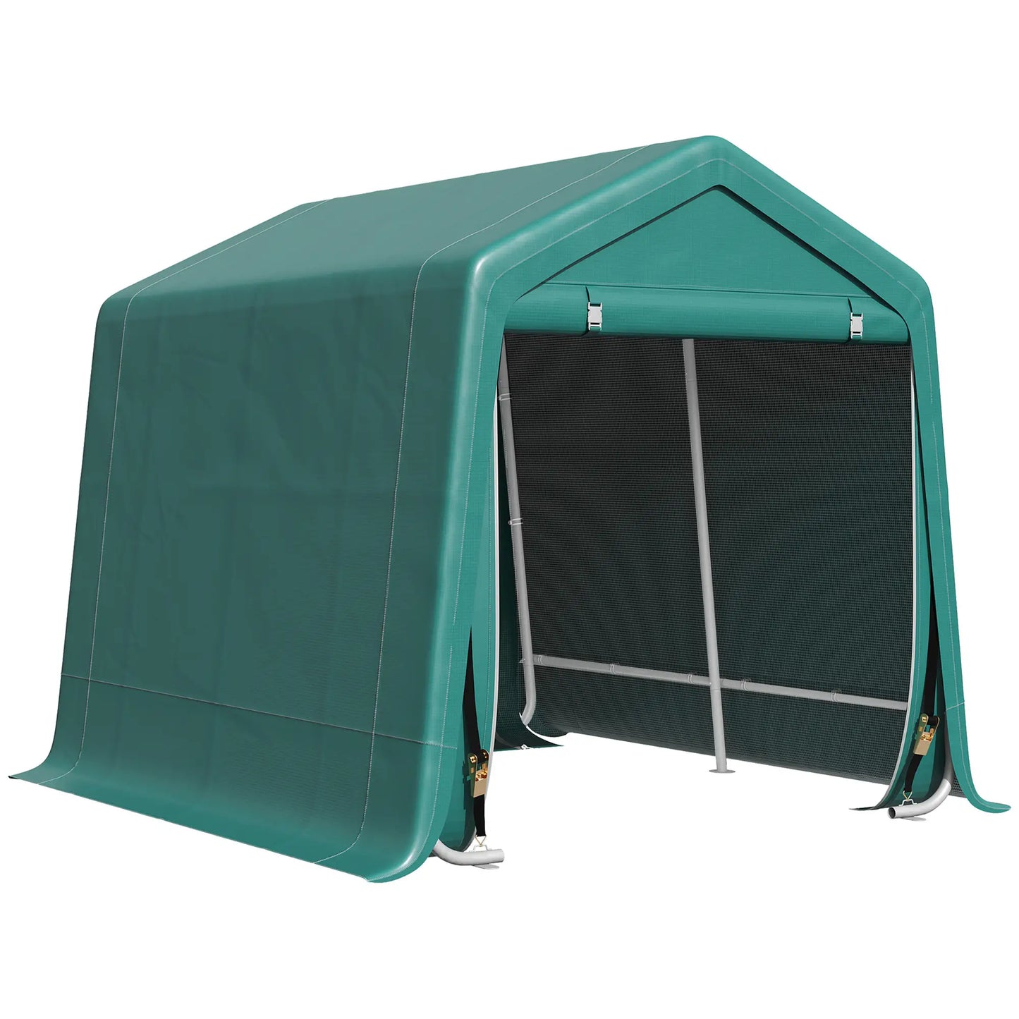 7.9' x 6.6' Garden Storage Tent, Metal Frame, Double Zipper Doors, Green Car Shelters Green at Gallery Canada