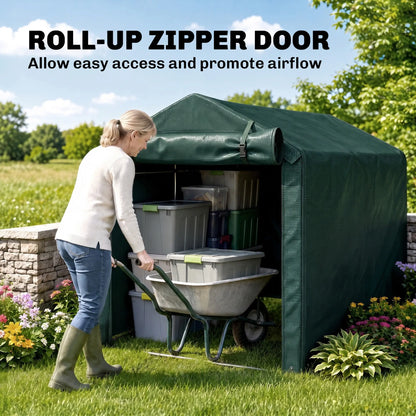 Outdoor Storage Shed, UV Resistant Bike Tent, Roll-up Door, Dark Green Sheds at Gallery Canada