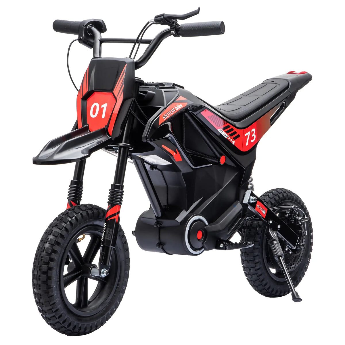 24V Kids Electric Motorcycle, Black, 12" Rubber Tires, Black Electric Motorcycles at Gallery Canada
