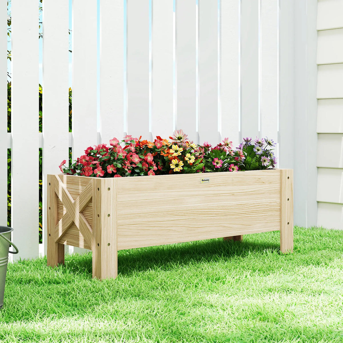 3.3 x 1.2 x 1.2 ft Raised Garden Bed Planter, Natural Wooden Planter Boxes at Gallery Canada