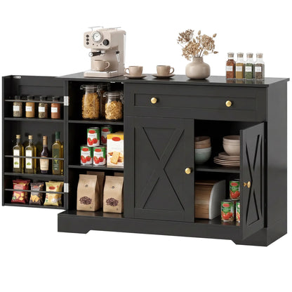 Sideboard Buffet Cabinet, Farmhouse Coffee Bar, Barn Doors, Black Bar Cabinets Black at Gallery Canada