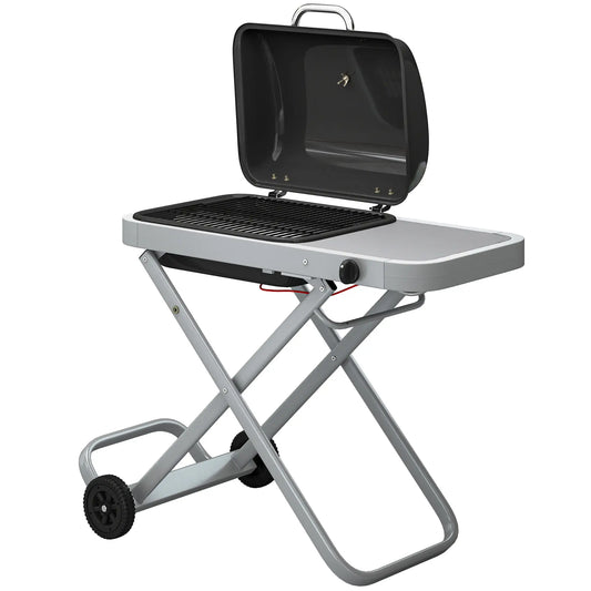 Portable Propane BBQ Grill, Foldable Cart, 9500 BTU, Black