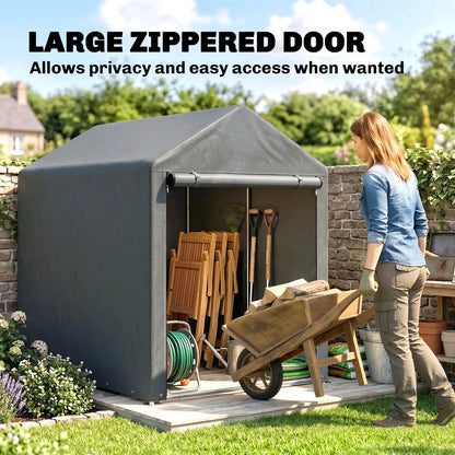 Bike Storage Shed, Motorcycle Shelter, Galvanized Steel, 4x6 Ft, Green Sheds at Gallery Canada