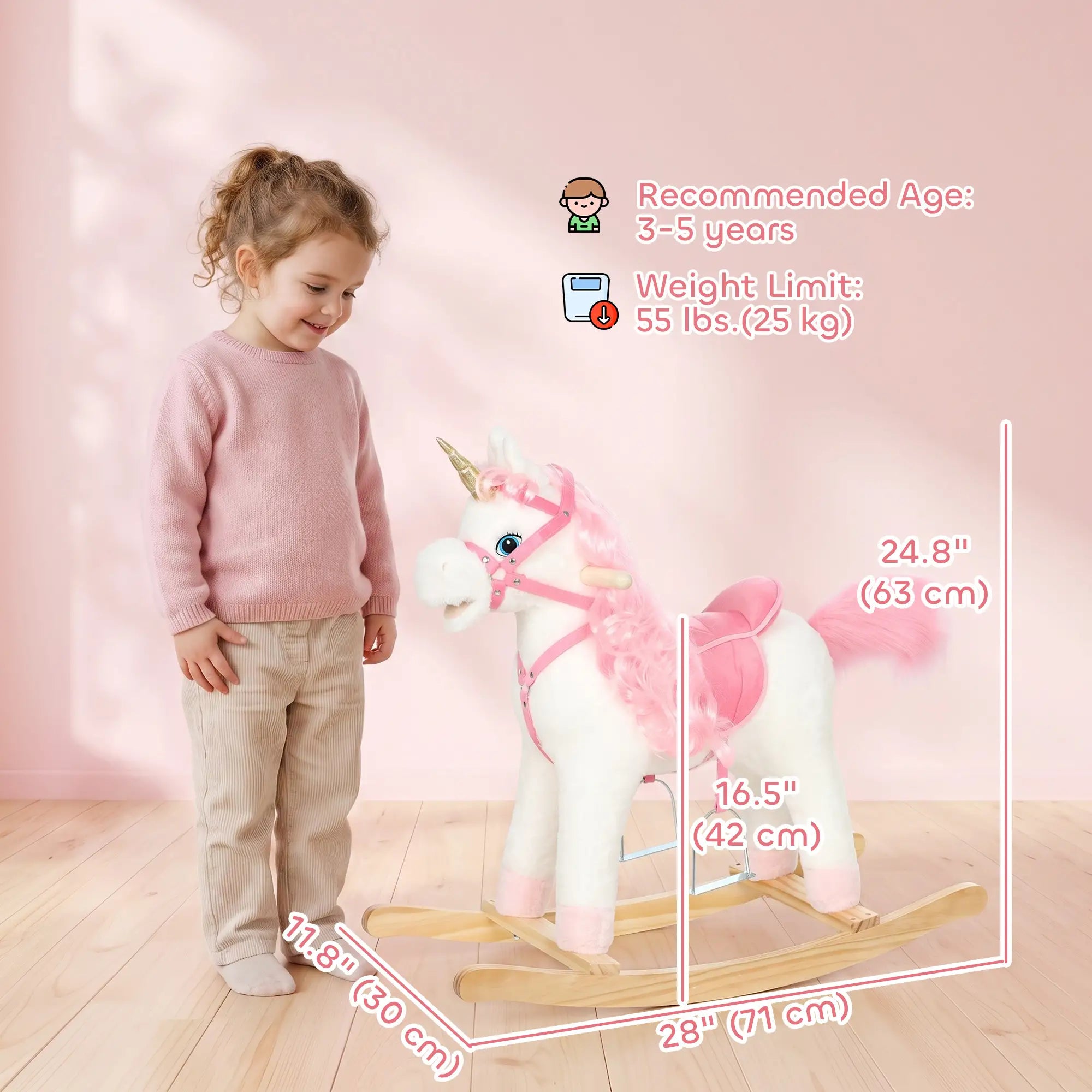 Unicorn Rocking Horse, Ride on Toy, Sounds, White, 3-5 Y, White Rocking Horses at Gallery Canada