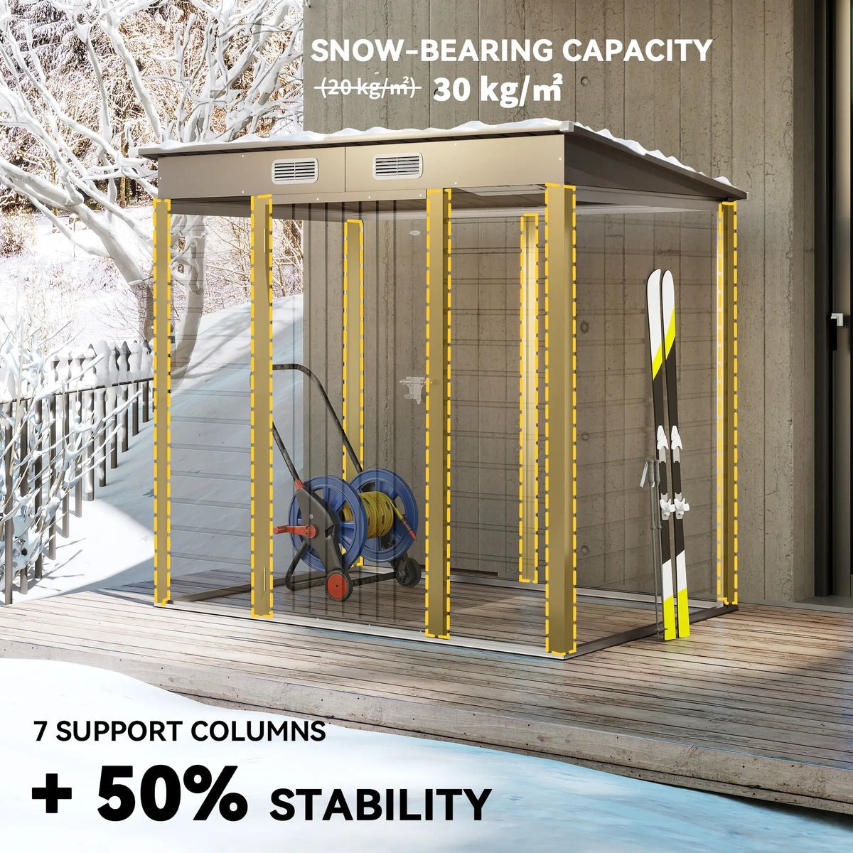 6 x 4FT Galvanized Metal Garden Shed, Double Doors, 2 Vents, Light Grey Sheds at Gallery Canada