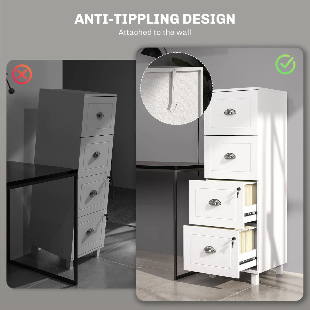 4 Drawer File Cabinet with Lock, A4 Letter Size, White Office Cabinets & Cupboards at Gallery Canada