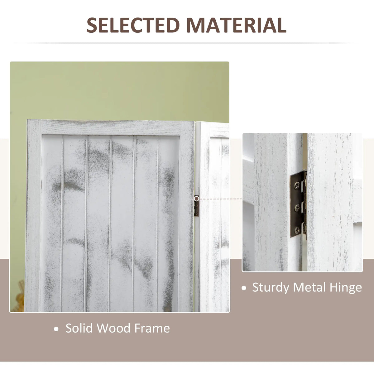 Foldable Screen Divider, 5.5' Rustic, Indoor Bedroom Office, White Room Dividers at Gallery Canada