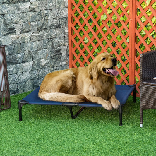 Elevated Dog Bed, XL Dog Cot, 36" x 30" x 7", Blue Elevated Dog Beds Blue and Black at Gallery Canada