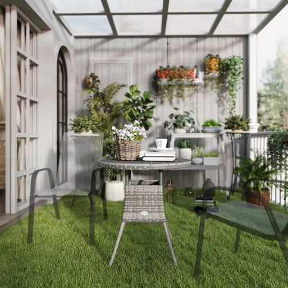 27.5" Outdoor Wicker Dining Table, PE Rattan Patio Furniture, Grey Patio Dining Tables at Gallery Canada