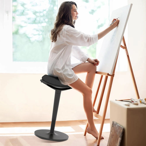 Standing Desk Stool, Ergonomic Wobble Chair, Adjustable Leaning Stool, Black