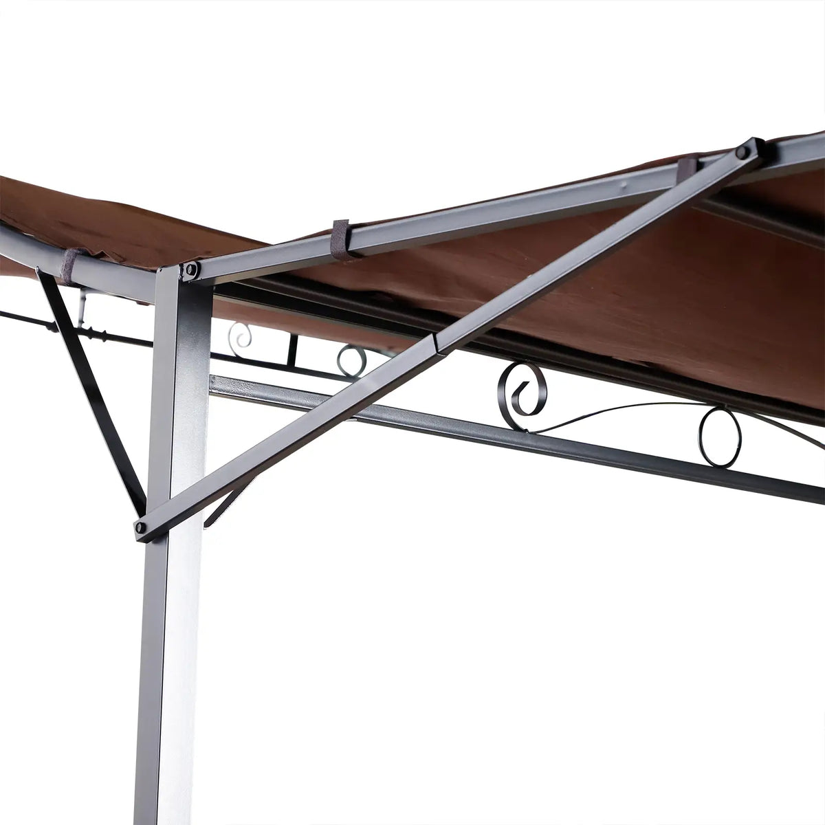 10x8ft Patio Metal Gazebo With Extendable Side Awning, Brown Pergolas at Gallery Canada