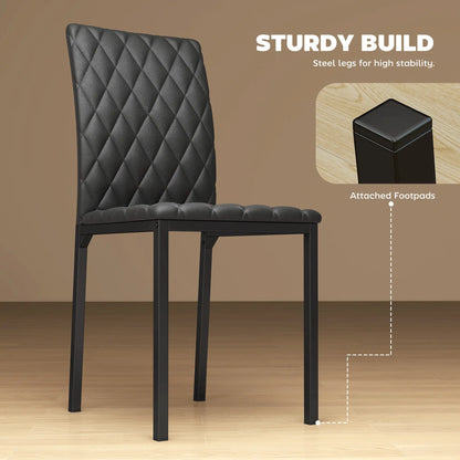 Modern Dining Chairs Set of 4, Upholstered Faux Leather, Black Bar Stools at Gallery Canada