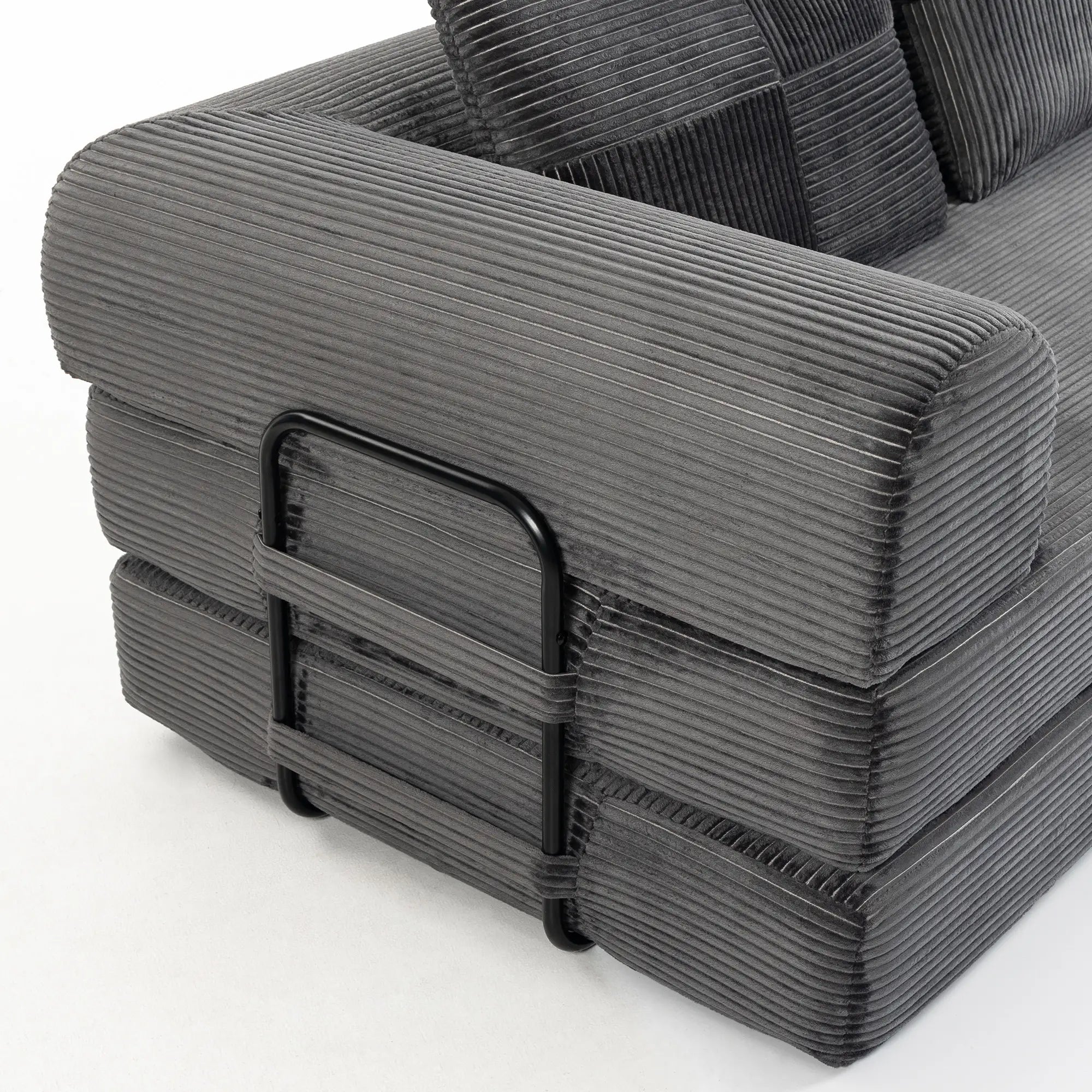 5-in-1 Convertible Sofa Bed, L-Shaped Loveseat, Dark Grey, Dark Grey Sofa Bed at Gallery Canada