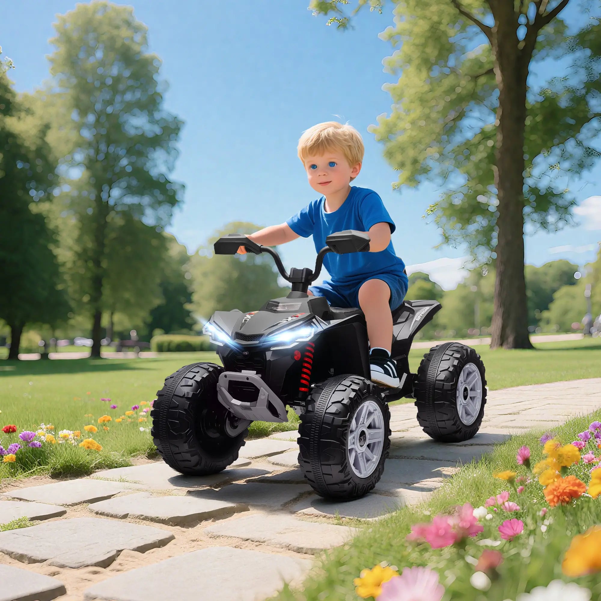 2-Seater All-Terrain 4 Wheeler, 24V Kids ATV, Electric Quad Car, Black Electric Toy Cars at Gallery Canada