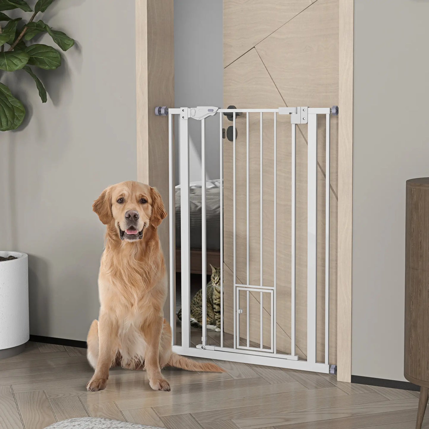 41" Easy Open Indoor Dog Gate, White Houses, Kennels & Pens at Gallery Canada