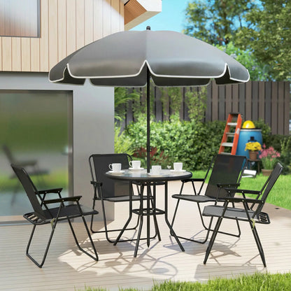 6 Piece Patio Dining Set, Glass Table, Folding Chairs, Black Outdoor Dining Sets at Gallery Canada