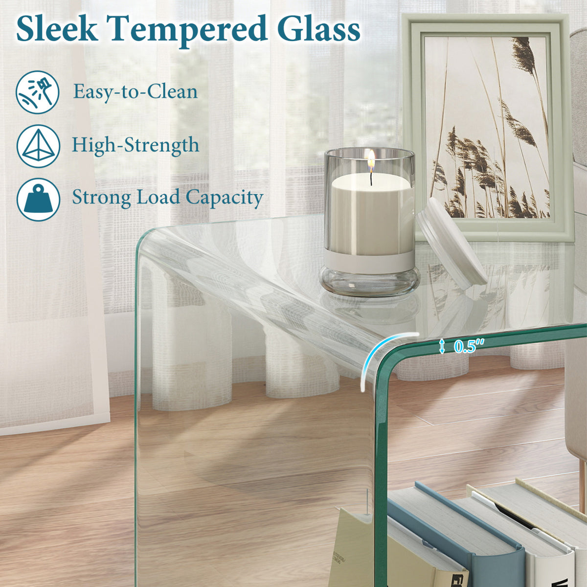 C-Shaped End Table, Tempered Glass Side Table With Shelf, Transparent End & Side Tables at Gallery Canada