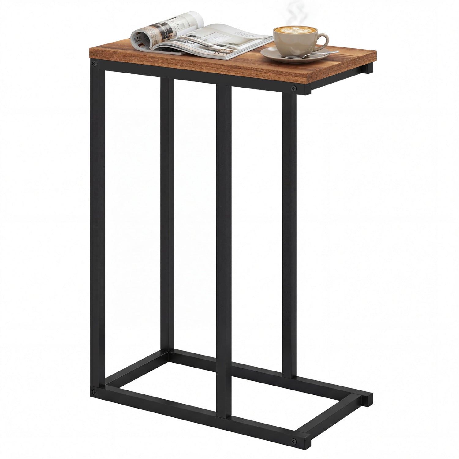 C-Shaped End Table Small Side Table with Sturdy Metal Frame, Walnut End & Side Tables at Gallery Canada
