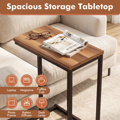 C-Shaped End Table Small Side Table with Sturdy Metal Frame, Walnut End & Side Tables at Gallery Canada