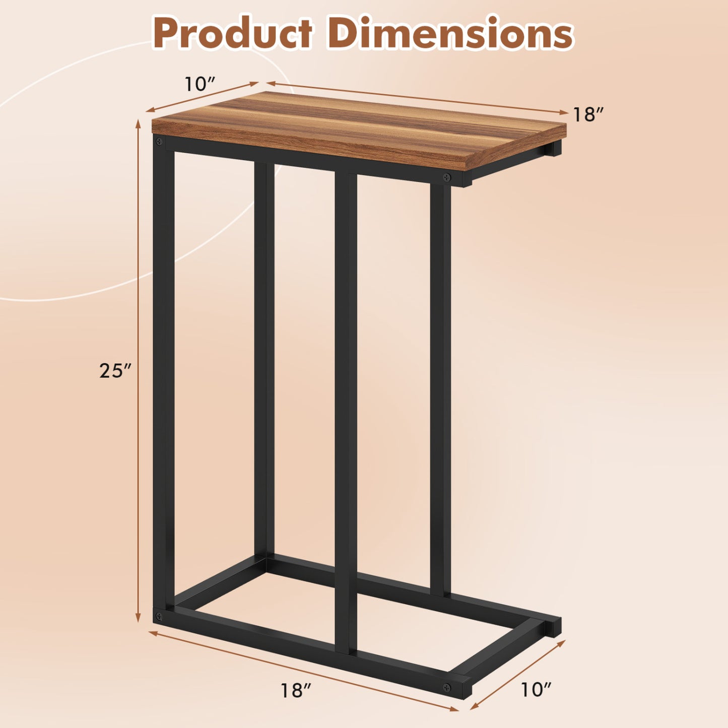 C-Shaped End Table Small Side Table with Sturdy Metal Frame, Walnut End & Side Tables at Gallery Canada