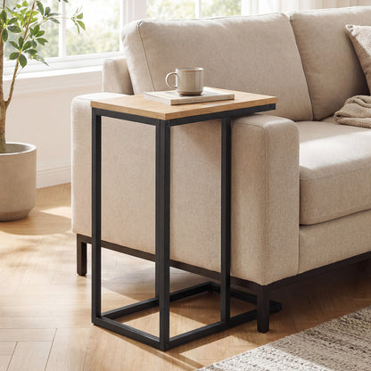 C-Shaped End Table Small Side Table with Sturdy Metal Frame, Natural End & Side Tables at Gallery Canada