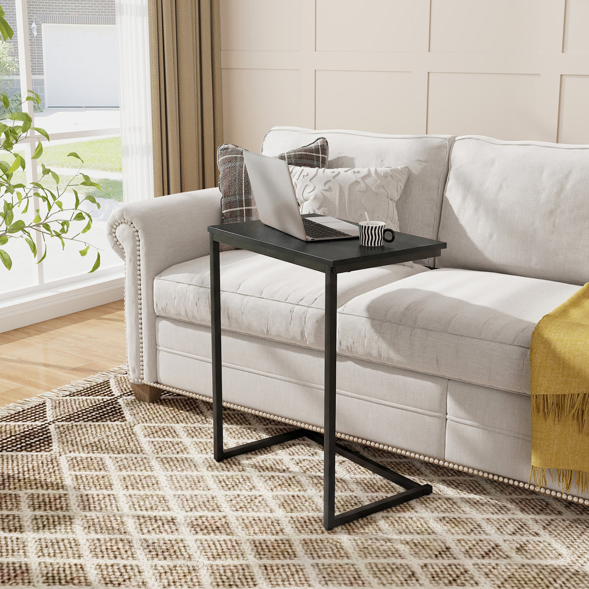 C-Shaped Side Table, Sofa Snack End Table, Black End & Side Tables at Gallery Canada