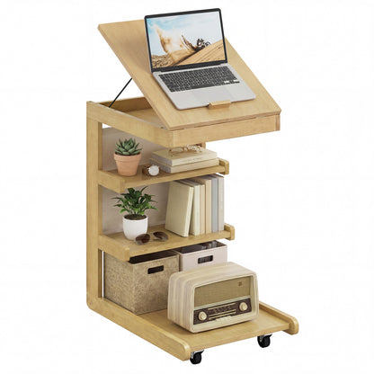 C-Shaped End Table With Wheels, Natural End & Side Tables at Gallery Canada