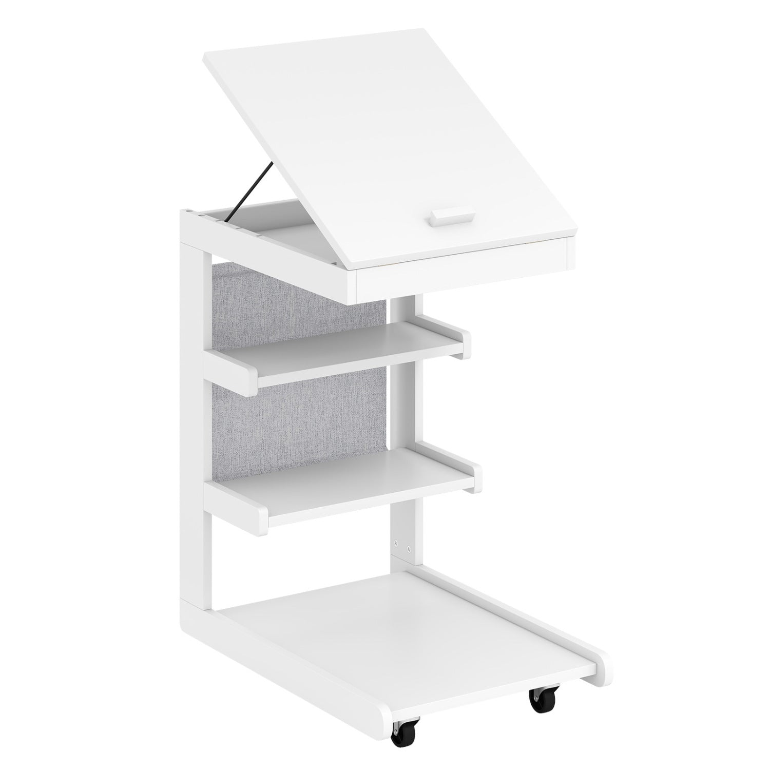 C-Shaped End Table With Wheels, White End & Side Tables at Gallery Canada