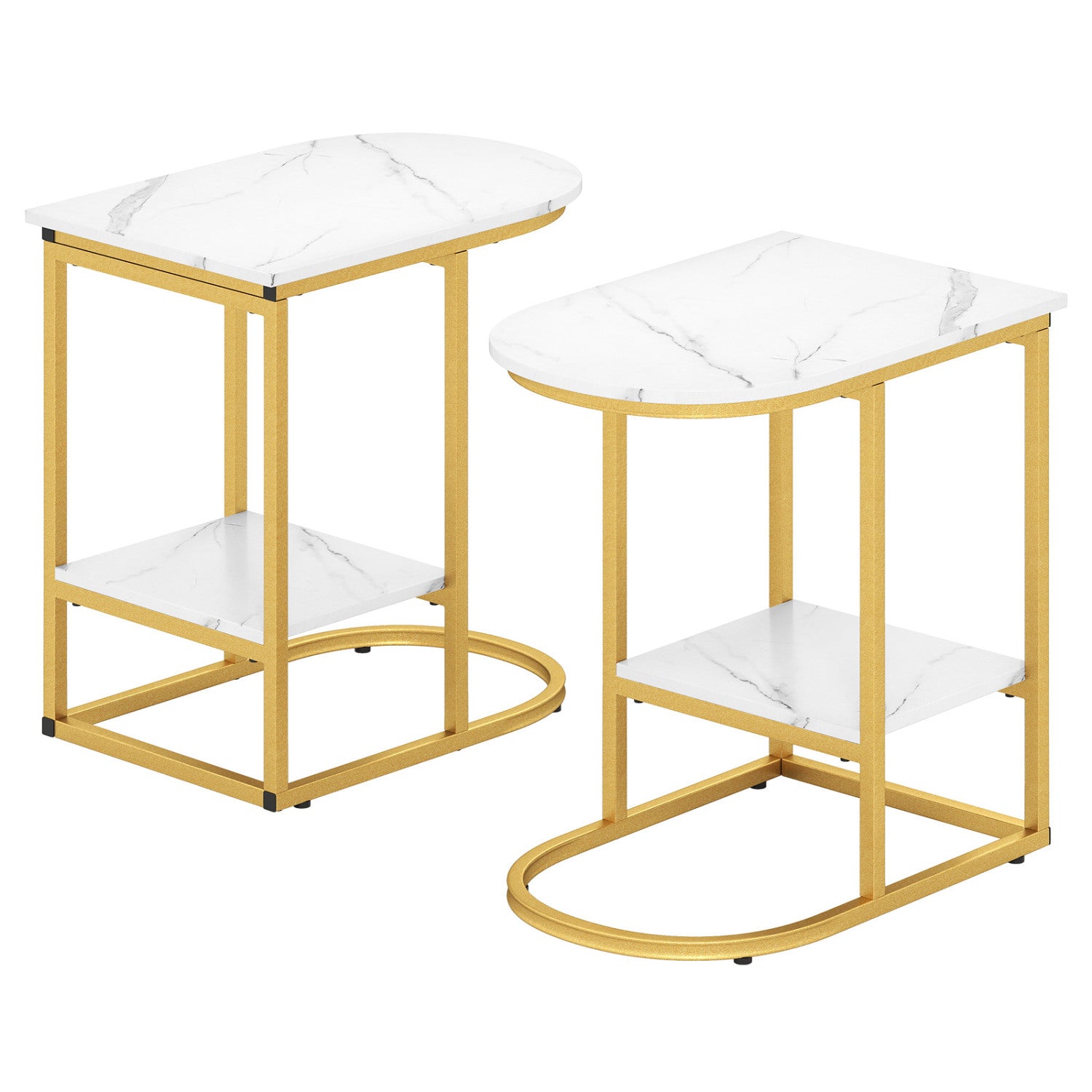 C-Shaped Sofa Side Table with Storage Shelf, White End & Side Tables at Gallery Canada
