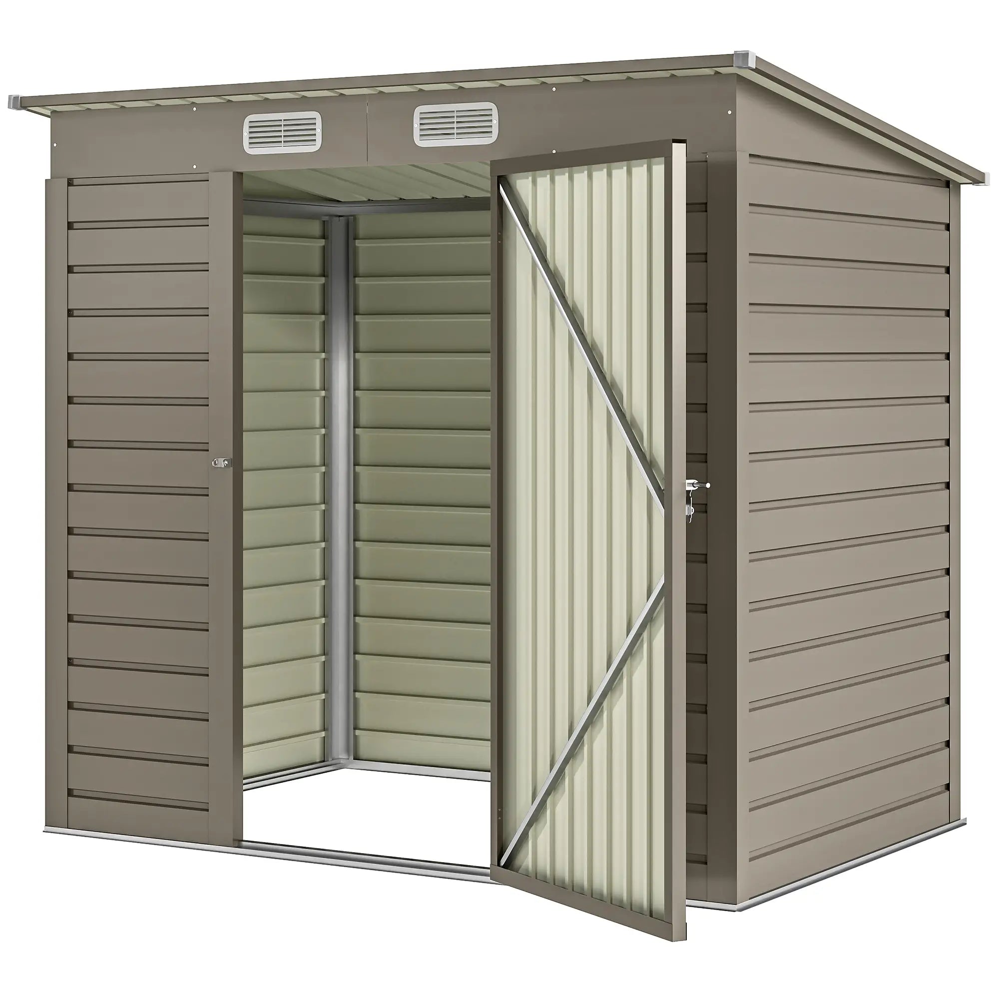 6 x 4FT Galvanized Metal Garden Shed, Double Doors, 2 Vents, Light Grey Sheds Light Grey at Gallery Canada