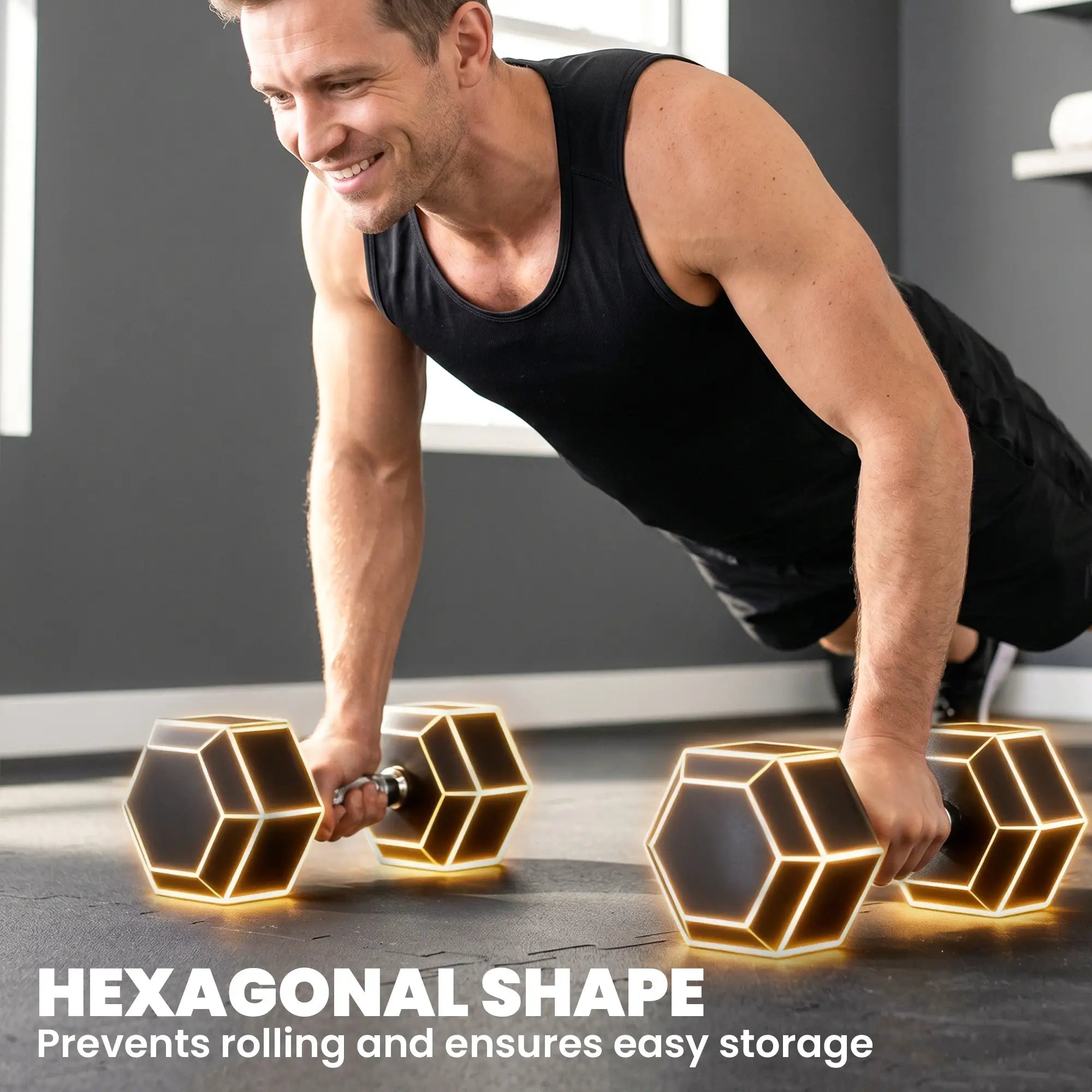2x40 Lbs Rubber Hex Dumbbell, Weight Barbell for Gym, Black Dumbbells & Barbells at Gallery Canada