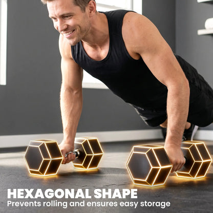 2x40 Lbs Rubber Hex Dumbbell, Weight Barbell for Gym, Black Dumbbells & Barbells at Gallery Canada