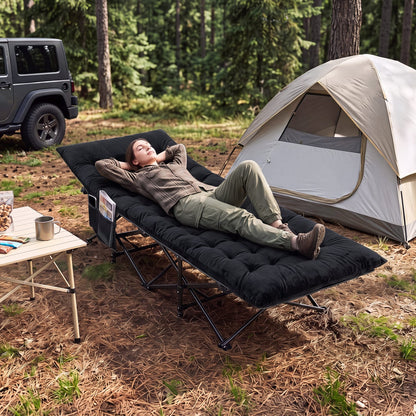Camping Cot For Adults With Padded Mat, Black Camping Furniture at Gallery Canada