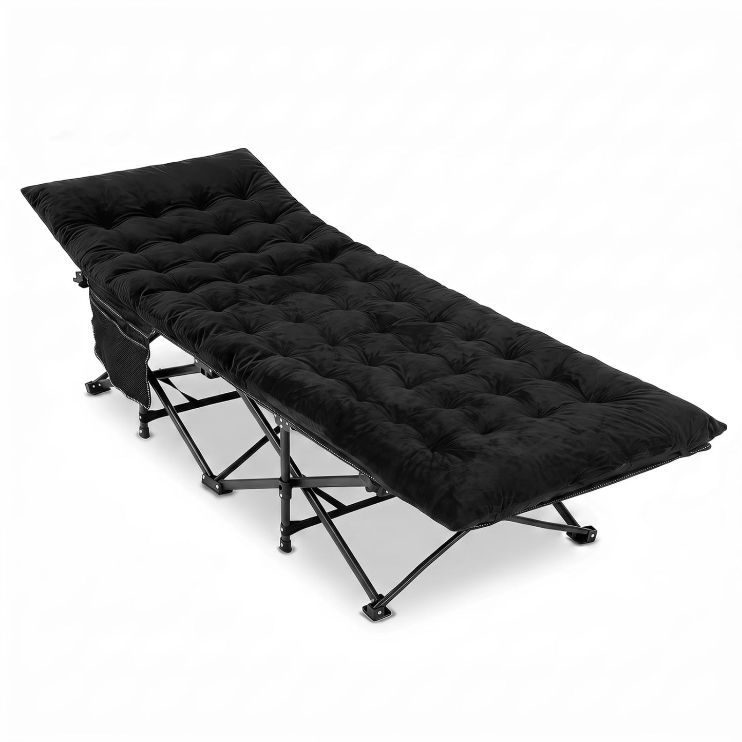 Camping Cot For Adults With Padded Mat, Black Camping Furniture Black at Gallery Canada