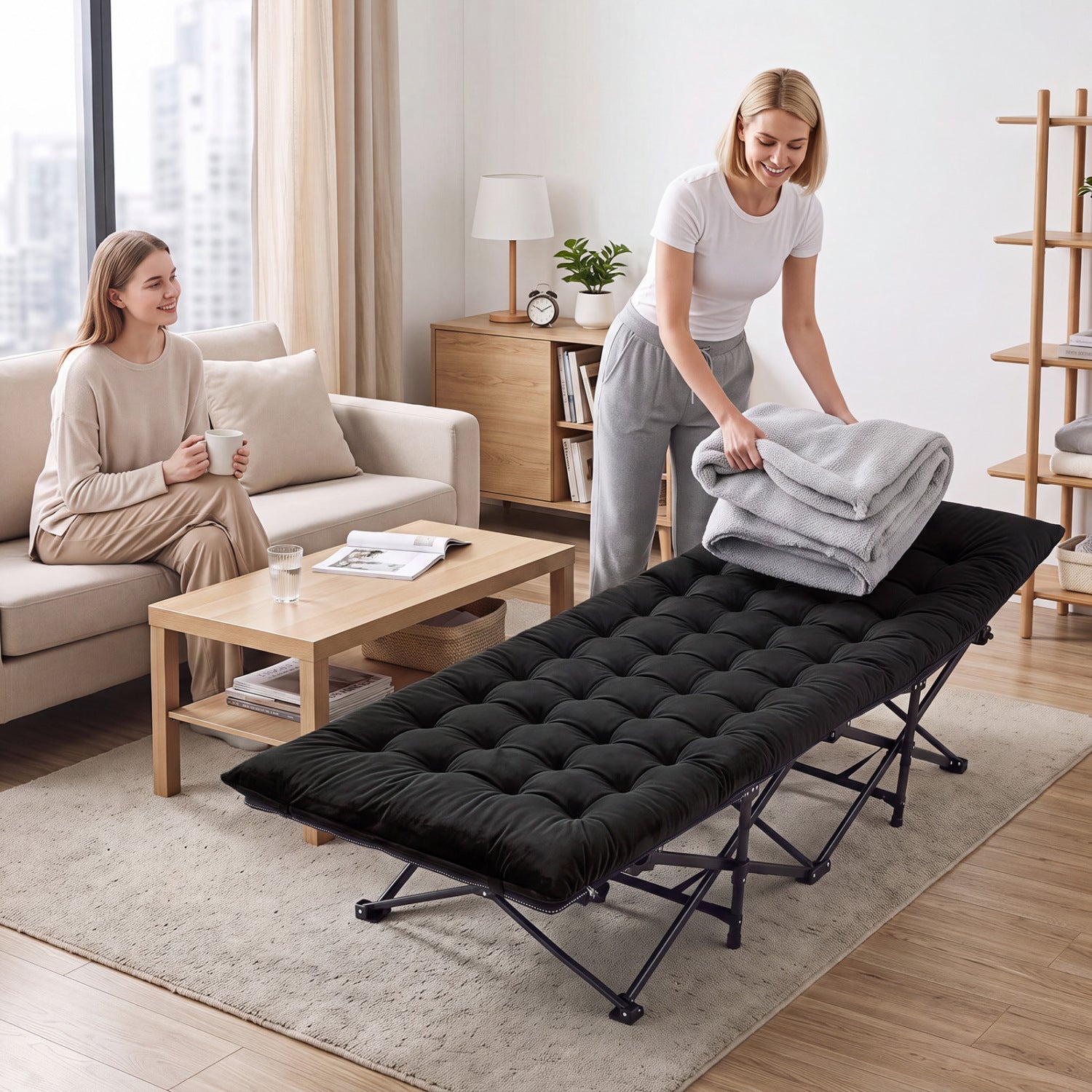Camping Cot For Adults With Padded Mat, Black Camping Furniture at Gallery Canada