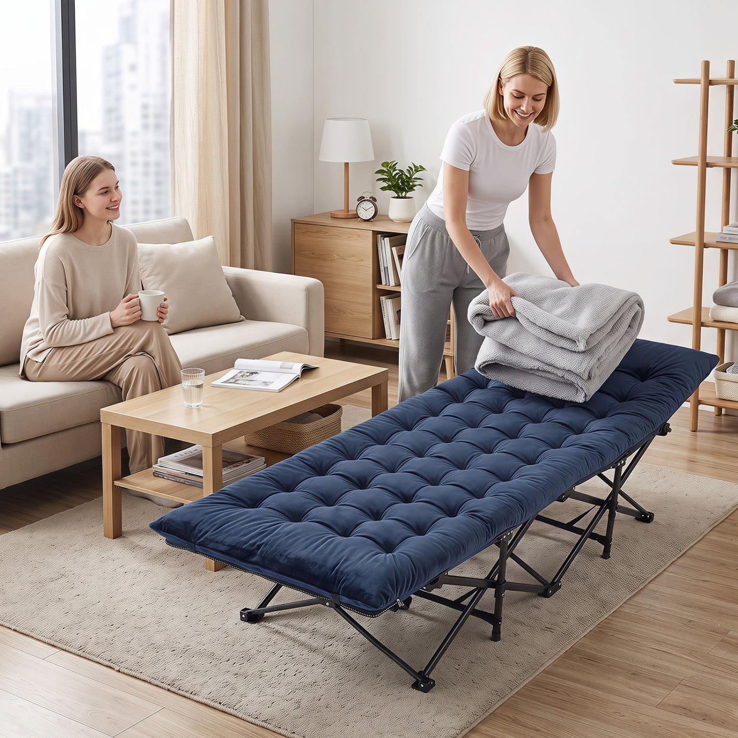 Camping Cot With Padded Mat And Bag, Navy Camping Furniture at Gallery Canada
