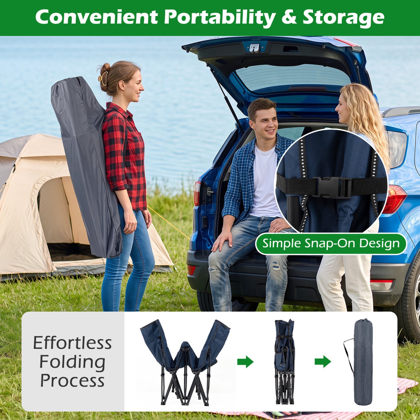 Camping Cot With Padded Mat And Bag, Navy Camping Furniture at Gallery Canada