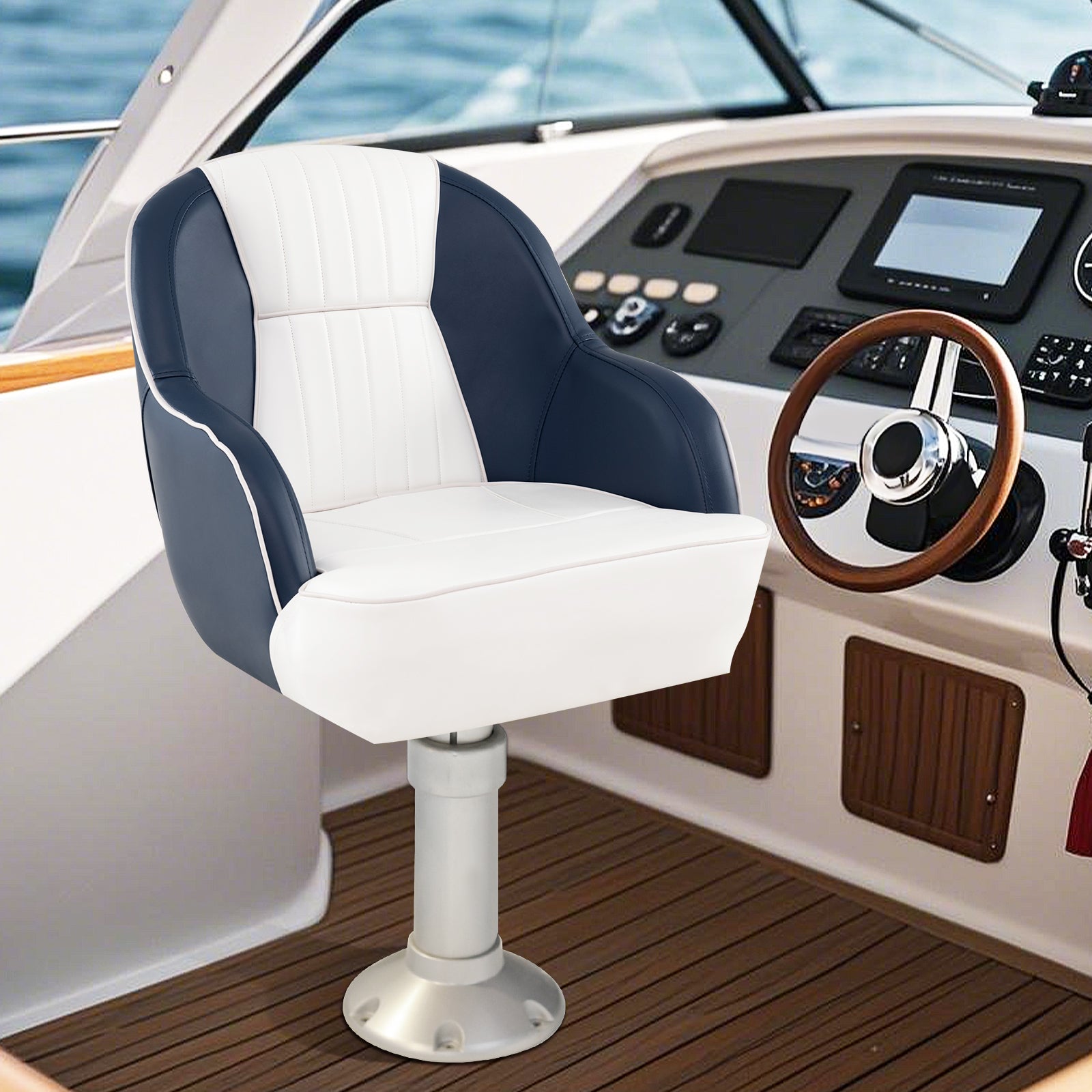 Pontoon Boat Chair, PVC Leather, Armrests, Blue Water Sports at Gallery Canada