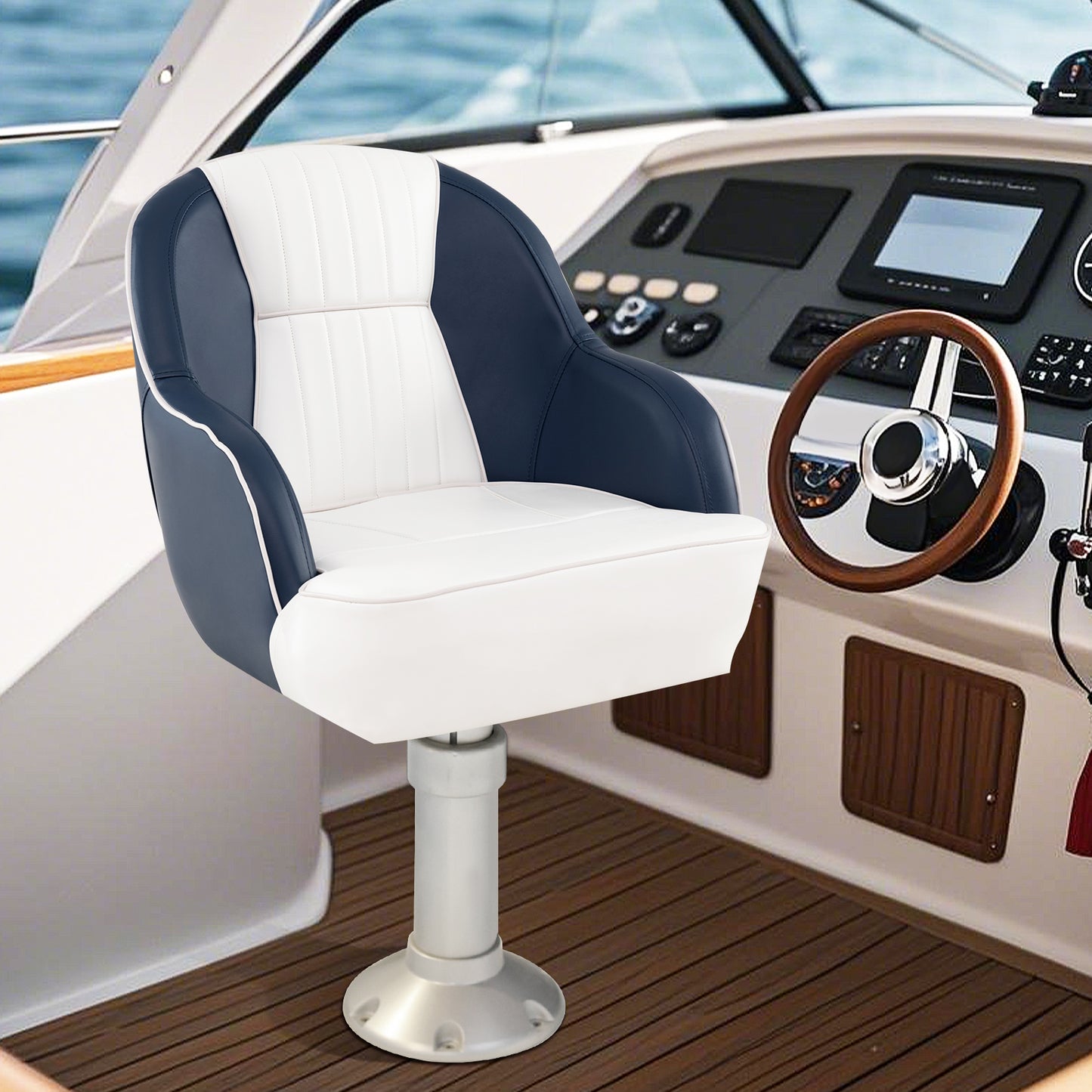Pontoon Boat Chair, PVC Leather, Armrests, Blue Water Sports at Gallery Canada