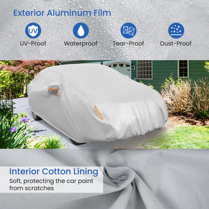 Universal Car Cover, 193 Inch, Rain Sun UV Protection, Silver Garages at Gallery Canada