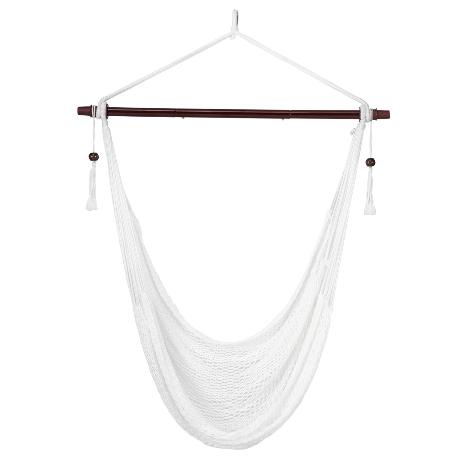 Caribbean Hammock Chair with Metal Spreader Bar Woven Rope Swing, Beige Hammocks Beige at Gallery Canada